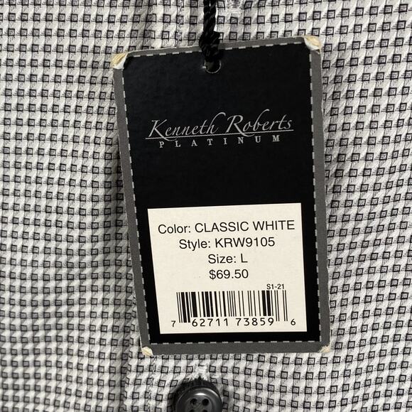 Kenneth Roberts Button Up Shirt Men's Large Geometric Pattern Causal Formal New - Picture 5 of 12